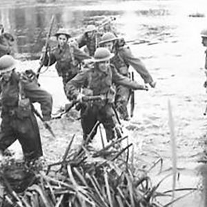 Royal Berkshire Regiment cross the River Maine