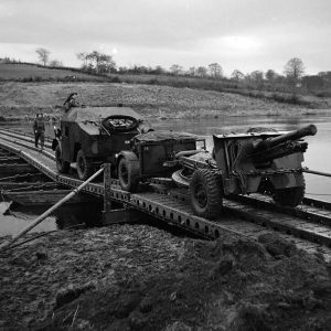 Military vehicles on the River Bann